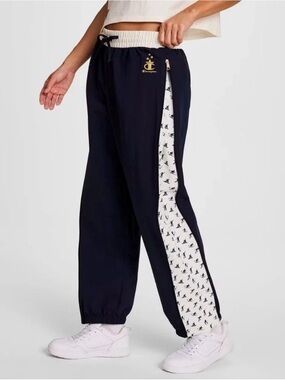 Champion Gold Medal : side zip Nyon Navy Joggers with White Logo Side Panel